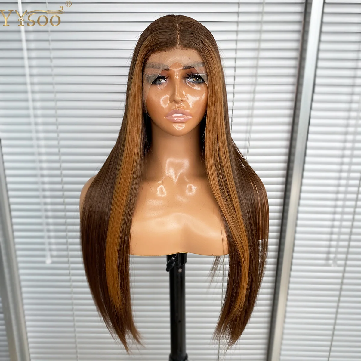 Long 4-27/4-30s Silky Straight 13x4 Futura Synthetic Lace Front Wigs For Black Women Glueless Heat Resistant Synthetic Brown Wig