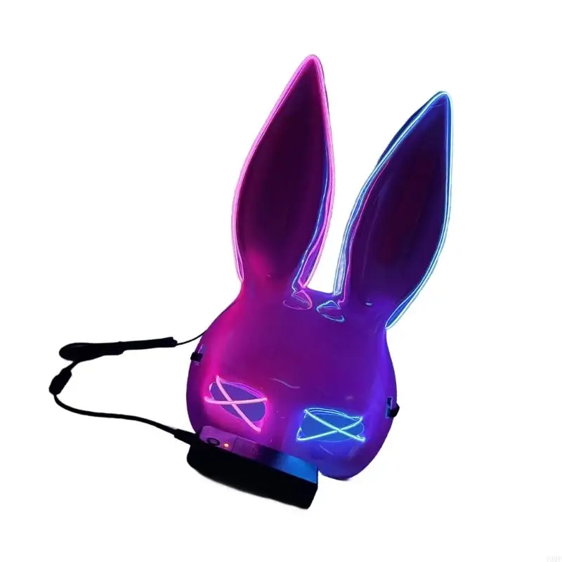 49MF Rabbits Half Face Mask Costume Accessories for Women Halloween Masquerade