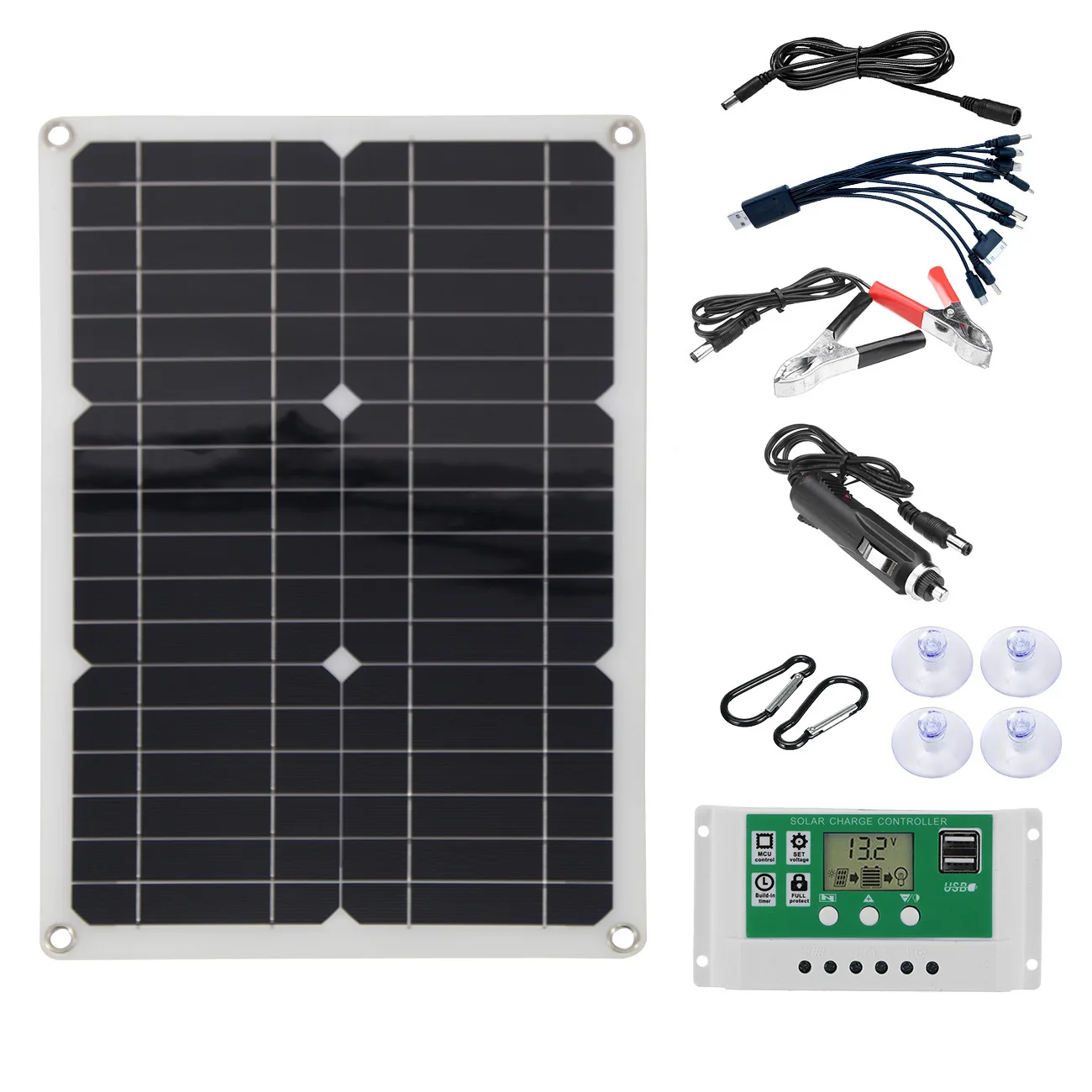 Kit de carregador portátil e leve para dispositivos USB, módulos fotovoltaicos, smartphones e tablets, 20W