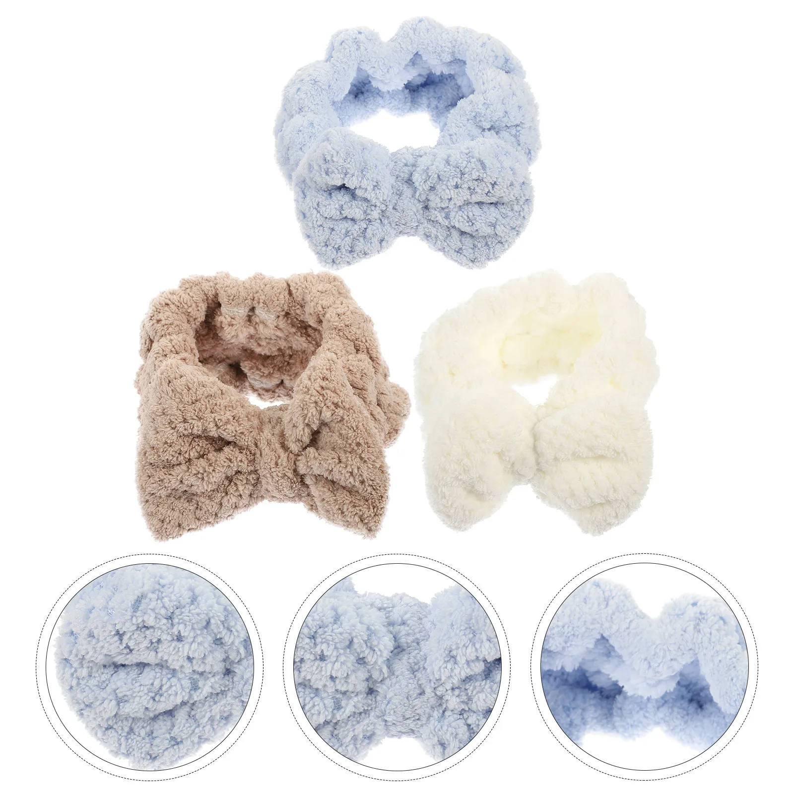 

3Pcs Lightweight Soft Face Washing Headband Set for Women Makeup Skincare Spa Daily Use Bowknot Elastic Hairband Comfortable