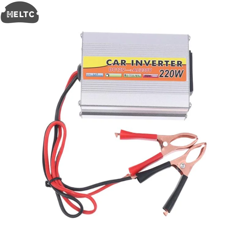 220W Power Inverter Car Mounted Solar Inverter USB Voltage Transformer Portable DC 12V To AC 220V Conversion USB Battery Clip