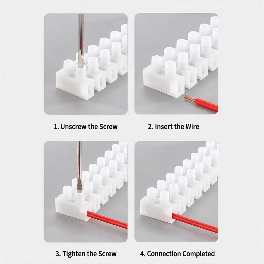 5Pcs 12 Position Electrical Connector Strip Insulated Housing H Type Structure Barrier Terminal Strip Screw Connection