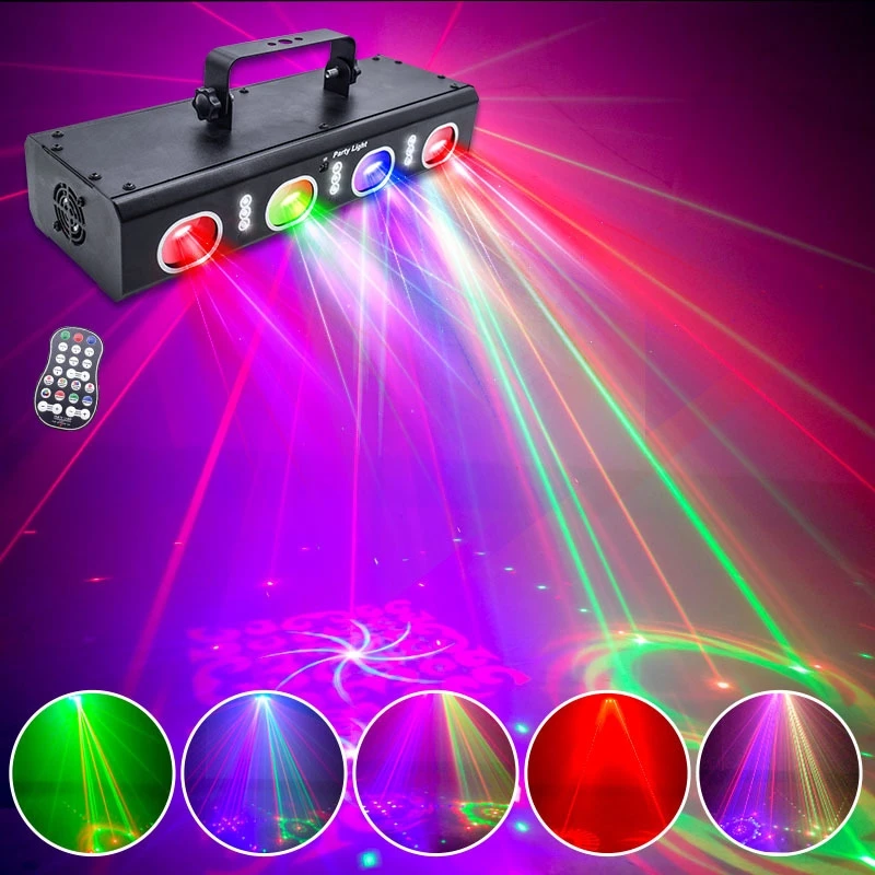 DJ Party Light Disco Strobe 3D Pattern Beam Laser Rotating Sound Controlled Light LED Bar Dance Hall KTV Birthday Stage Effect