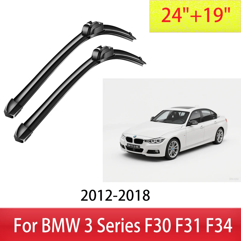 

For BMW 3 Series F30 F31 F34 Front Wiper Blades Windscreen Windshield Window Accessories 24"+19" 2012-2018 2013 2014 2015 2016