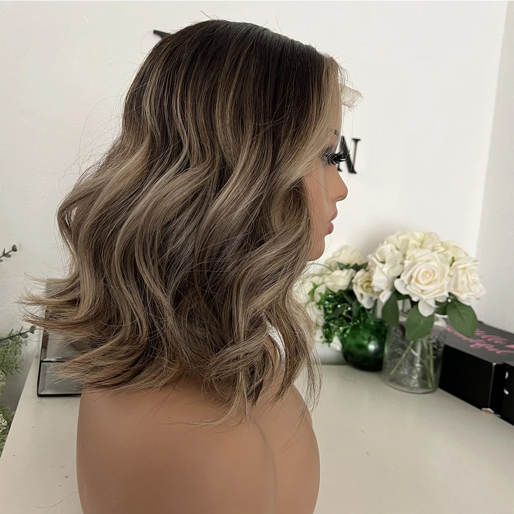 

Качественный парик коричнево-карамельного цвета с блондными мелированиями, HD-кружево, синтетическое премиальное волокно, термостойкий, для женщин, без клея, для повседневного использования