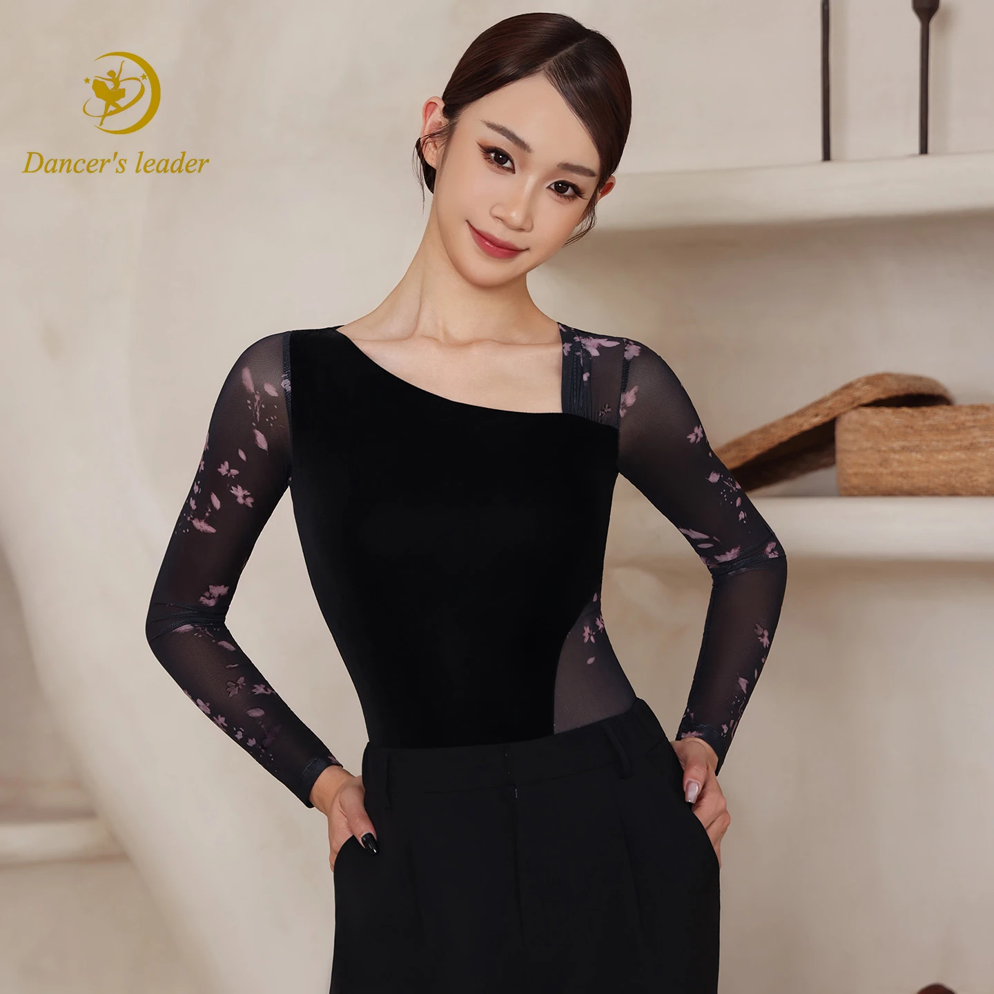 Robe de danse latine pour enfants et adultes, Tango haut de gamme, vêtements professionnels pour femmes, épaule inclinée, combinaison en velours