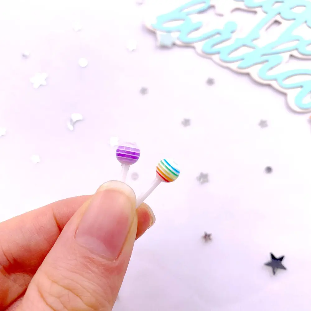Resin Kawaii Colorful 3D Mini Lollipop Flatback Cabochon Stone 30PCS Scrapbook DIY  Decor Home Candy Food Figurine Crafts  OH653