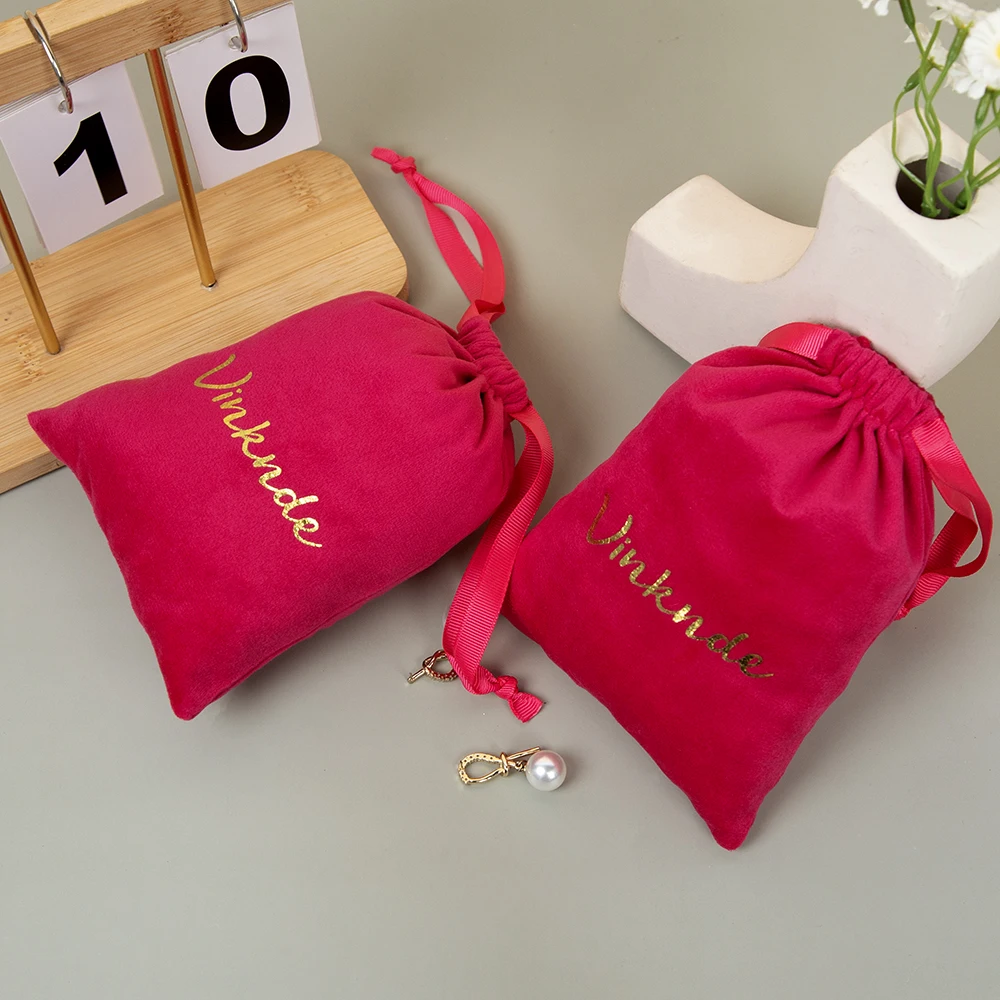 100 قطعة شعار مخصص المخملية مجوهرات حقيبة أقراط خواتم ماكياج الحقيبة الشريط الرباط أكياس شخصية عيد الميلاد هدايا الزفاف #4