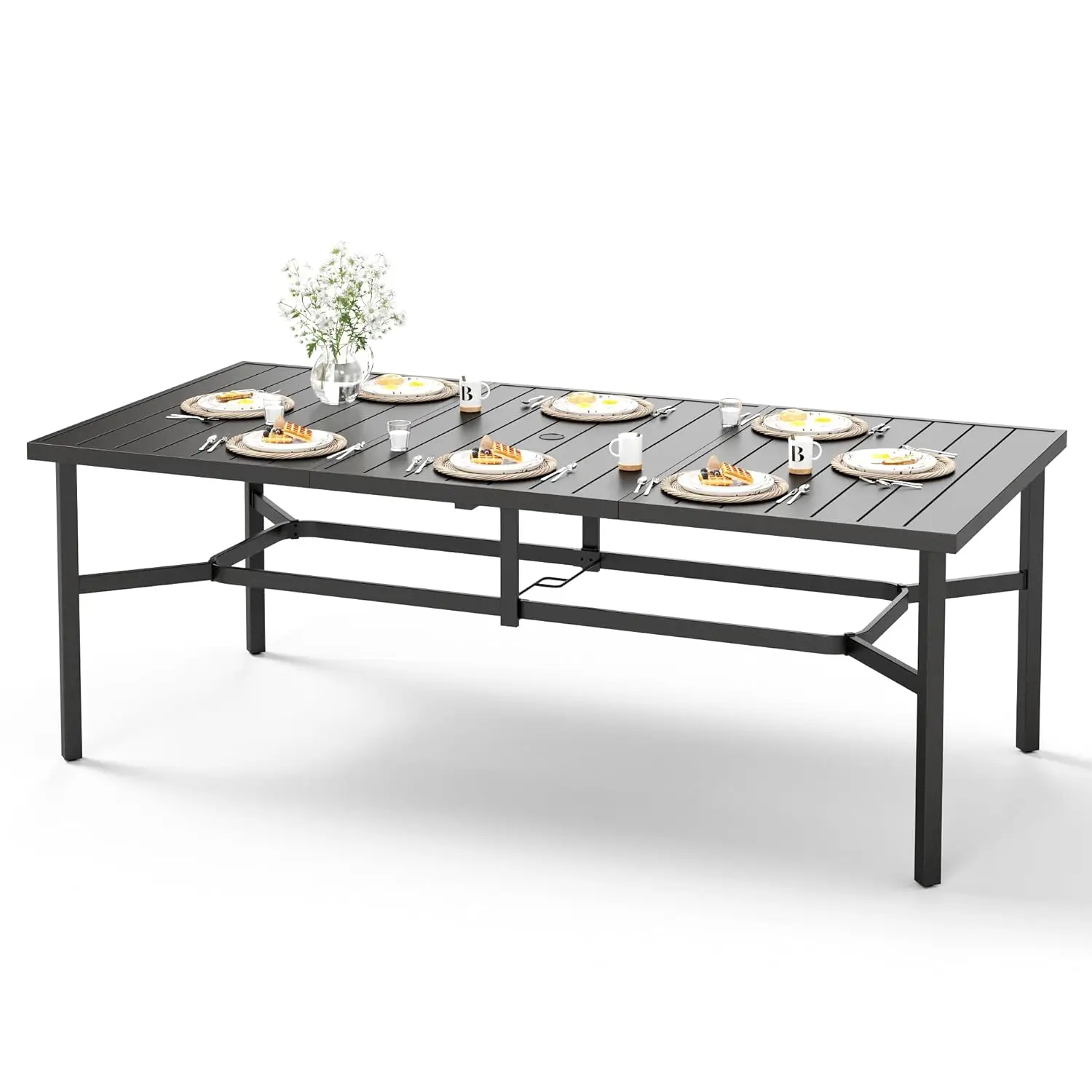 

Садовый обеденный стол на 8 человек с отверстием для зонта, прямоугольный, для газона, сада, ресторана, 83x39x29, на заказ