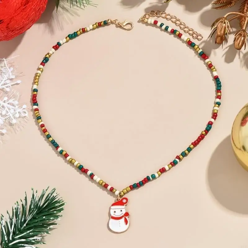 Bohemian Beaded Choker Necklace for Holiday Celebrations Unique Christmas Theme 964A