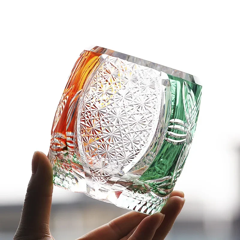 Whiskey glass cut, craft star Mars two-color, yin and yang glass spirits