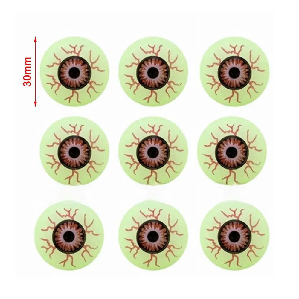 10PCS 감각 장난감 고무 Luminou 안구 30MM 형광 할로윈 장난감 공포 안구 공포 장식