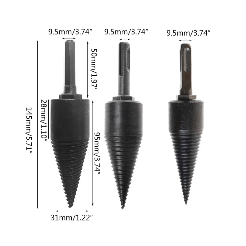 Firewood Machine Drill Cone Reamer Driver Drill Bit Split Drilling To