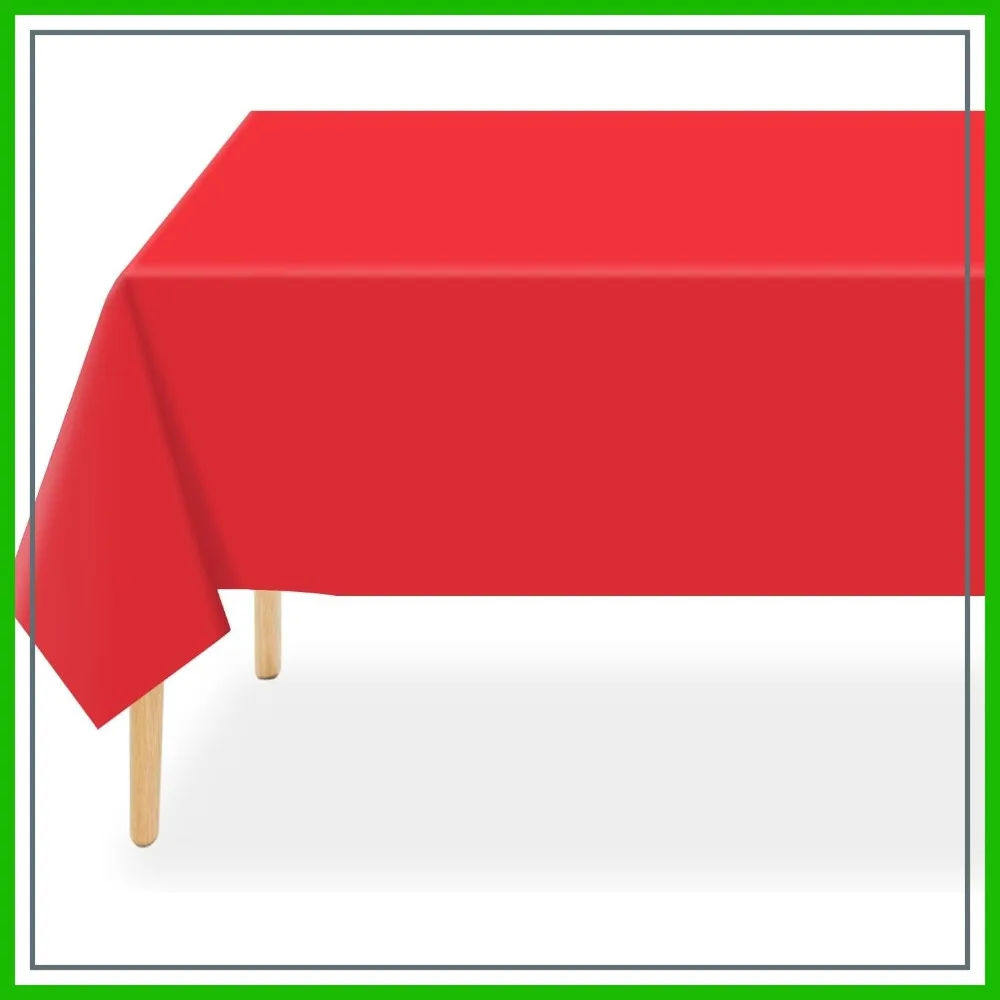 

Red Plastic Table Cloth Disposable 2 Pack, 54 x 108 Inch Rectangle Table Cover for Valentine's, Mother's Day, Birthday, Christmas Party Decorations