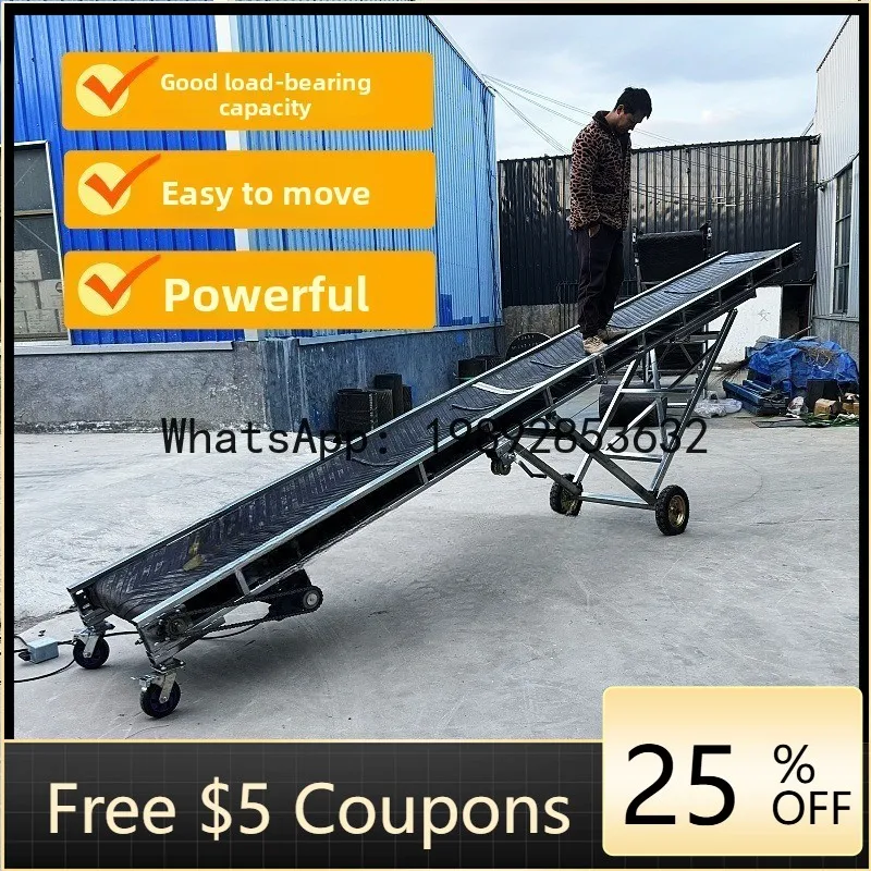 

JX Lightweight Folding Belt Conveyor Mobile Conveyor Belt Assembly Line Logistics Warehouse Loading Large Inclination Conveyor