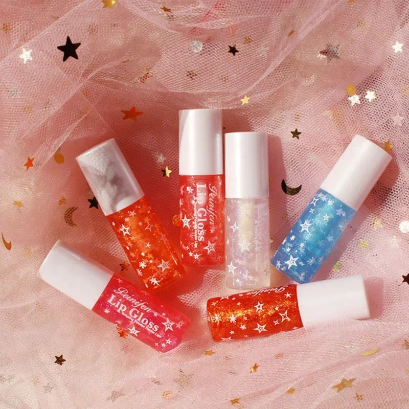 Heallor Baby Blue Mirror Clear Lip Gloss Pearly Seductive Lip Glaze Glitter Lips Long Lasting Waterproof Jelly Toot Lip Oil Balm