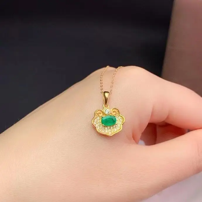 Natural Emerald Sapphire and Ruby  Pendant Necklace for S925 Pure Silver with Gems in Stock 925 Silver Necklace Pendant