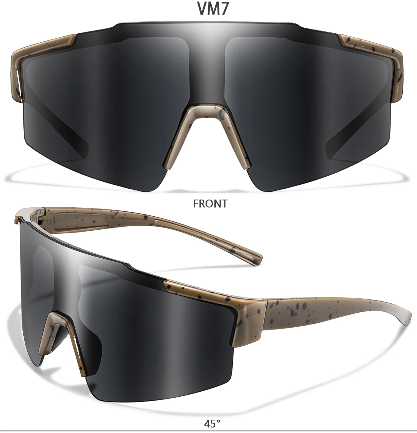 LOISRUBY UV400 winddichte Sport-Sonnenbrille, große Linse, Fahrradbrille, Fahrradbrille für Männer und Frauen, MTB-Fahrradbrille – Detail 10