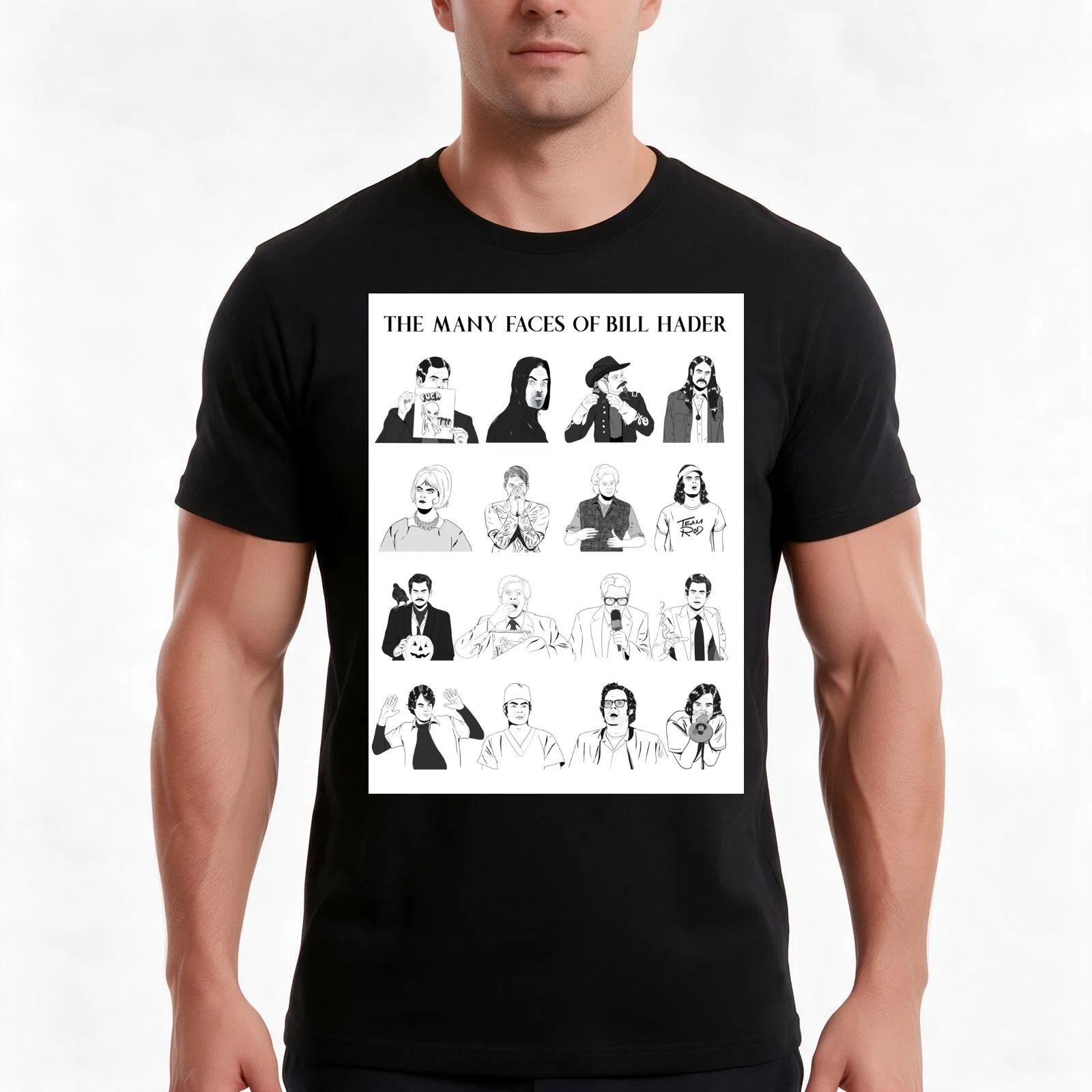 The Many Faces of Bill Hader - Stickers/poster/DARK SHIRTS Men T Shirt cotton t shirt pack