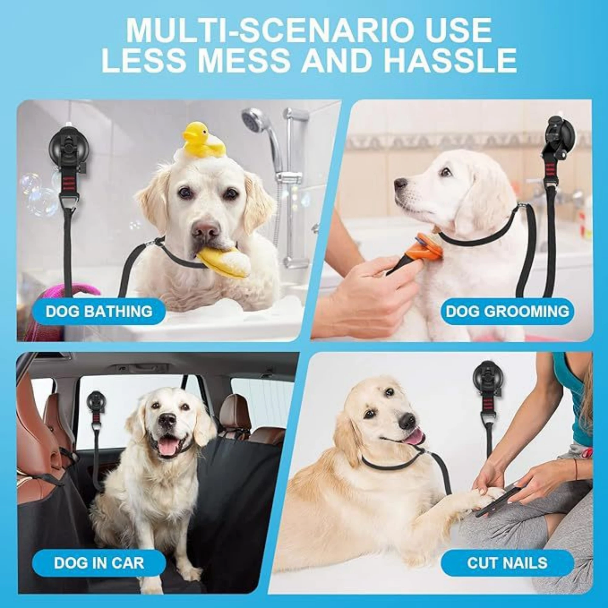 Adjustable Pet Bathing & Grooming Restraint – Tether Loop with Strong Suction Cup Sea14813a49ae48ccb7de98cfb4b69919h