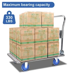 330LBS Platform Trucks, Dolly Cart Heavy Duty Capacity, Steel Foldable Push Cart Dolly Large Flatbed Cart