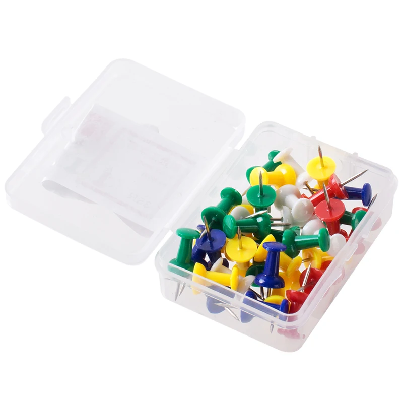 Deli 0021 0042 Nickel-Plated Colored Push Pins Set 5 Colors Mixed 35/80PCS 23mm Length Thumbtacks for Office And School Supplies