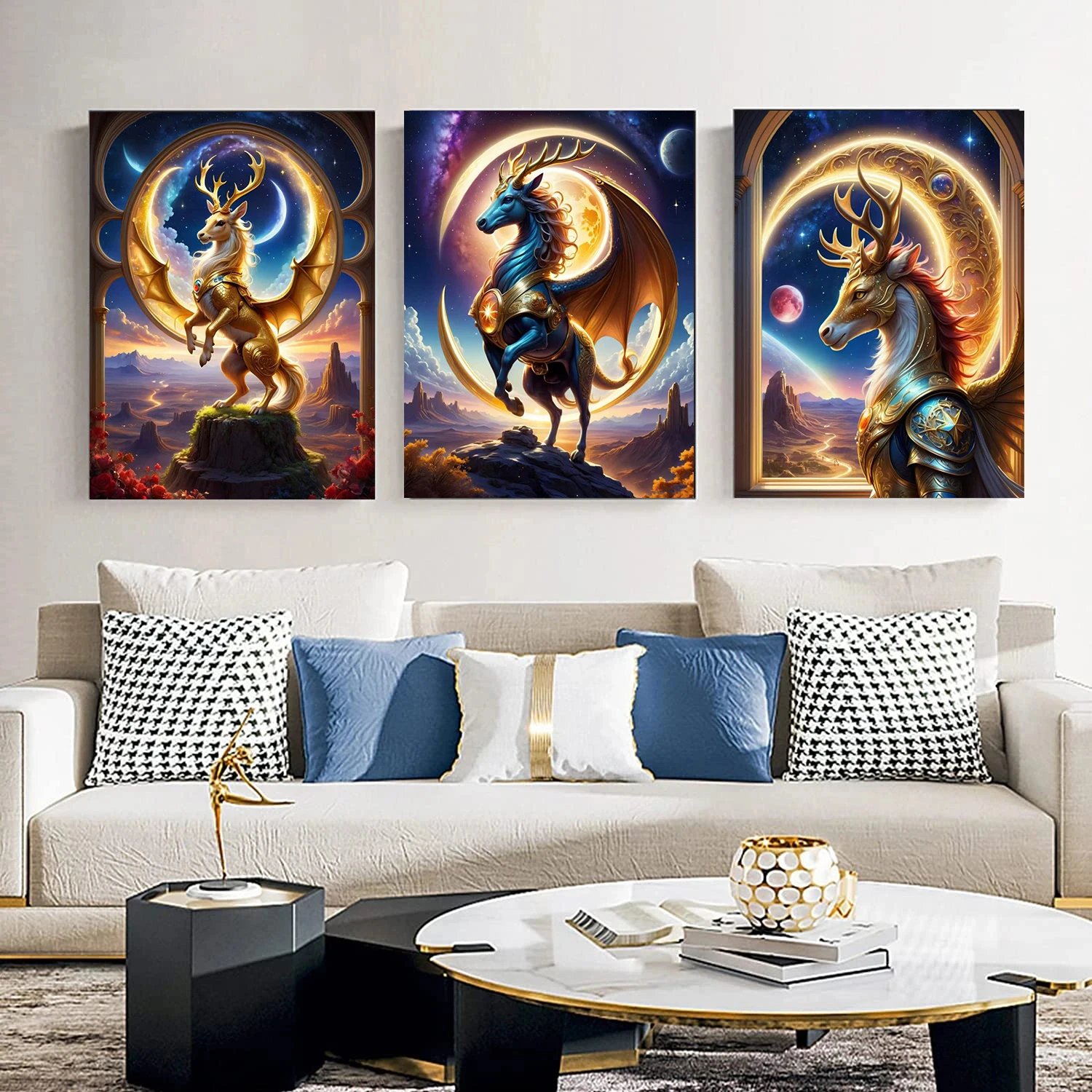 5D Golden Pegasus Moon Diamond Painting Set 2024 New Mythical Beast Full Round/Square DIY Embroidery Cross Stitch Home Decor Art