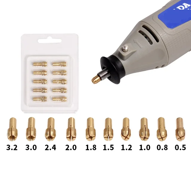 Mini mosiężne uchwyty wiertarskie 0.5-3.2mm do elektronicznego zestawu zacisków zaciskowych Dremel kombinacja 4.2/4.8mm uchwyt mocy narzędzie obrotowe