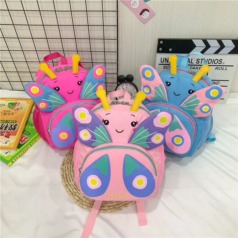 Cartoon Butterfly Girls\' School Backpack 3D Cute Kids Shoulders Bag Baby Kindergarten Anti Lost Bag Boys Fashion Bookbag Рюкзак