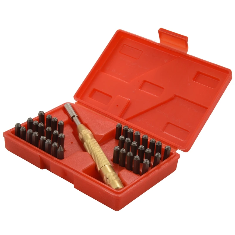 38Pc/Set Automatic Letter Number Stamping Metal Punch Stamp Tools Kit For Plastics Leather Mark