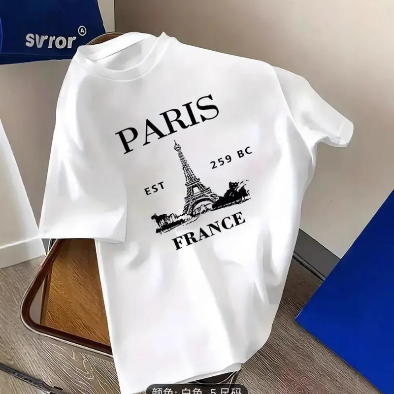 

PARIS T-Shirt Men Women Short Sleeve Cotton Tees Luxury Brand T-shirt France Eiffel Tower Tops Summer Clothing Tops T-shirt