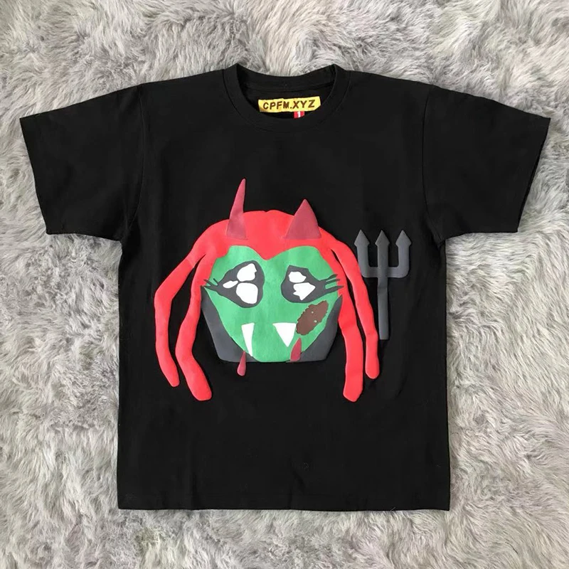 

Футболка Phileas Fogg Collaborative ort Sve T-irt CPFM.XYZ WLR KING VAMP, молодежная летняя хлопковая футболка с круглым вырезом, повседневного кроя