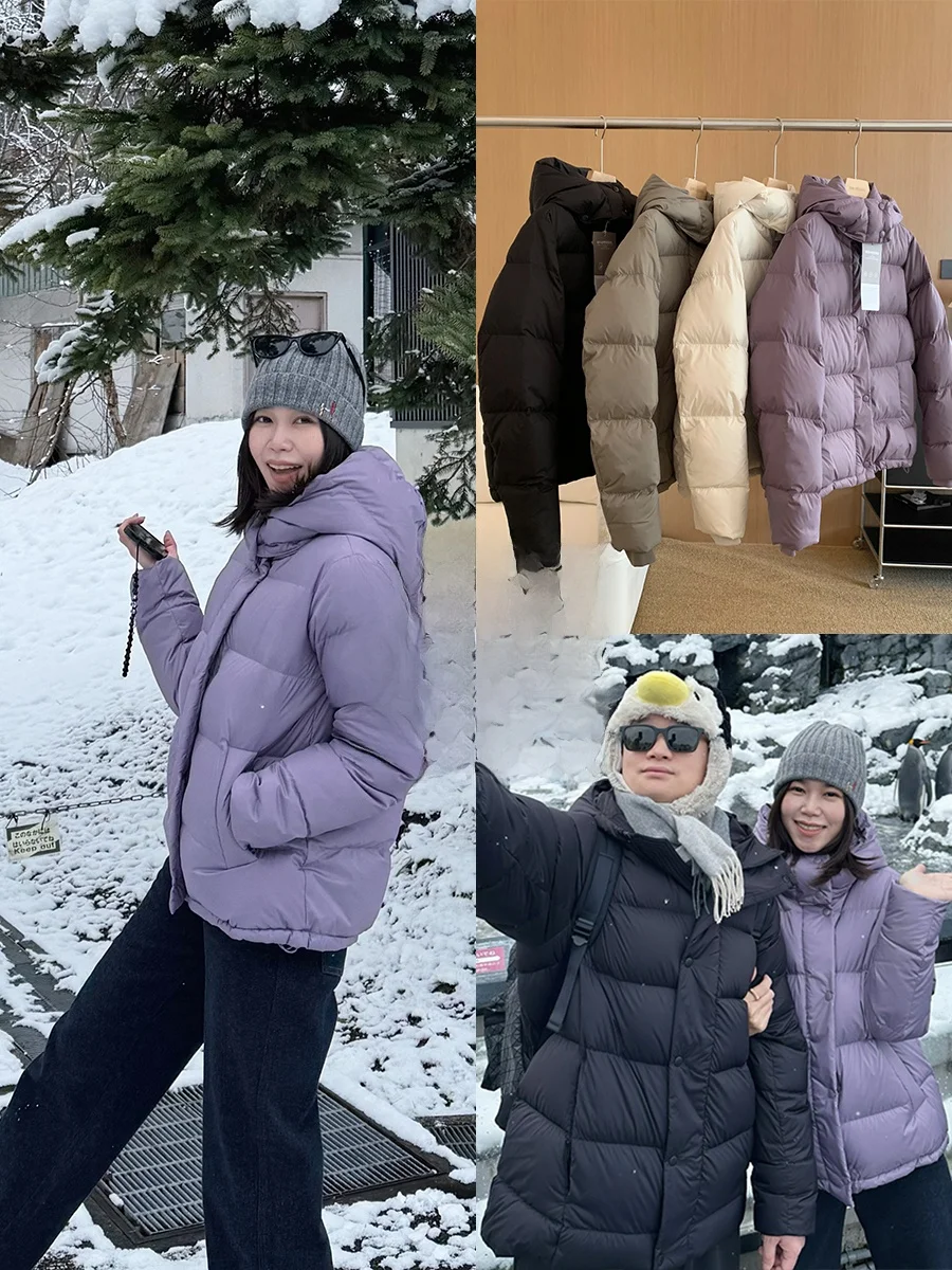 

Двухслойная женская зимняя куртка-пуховик с капюшоном, утепленная гусиным пухом, повседневная, утолщенная, с длинными рукавами