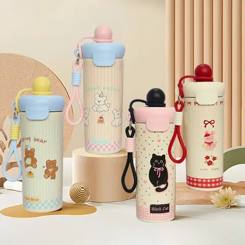 Portable Cartoon Vacuum Cup High-Capacity With Lifting Rope 316 Stainless Steel Cup Bottle Insulated Water Bottle Boys And Girl