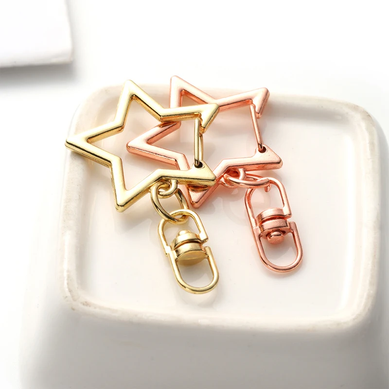 10pcs Hollow Star Shape Hooks Multifunction Metal Buckles Solid Color Clips Swivel Craft Making DIY Handmade Accessories