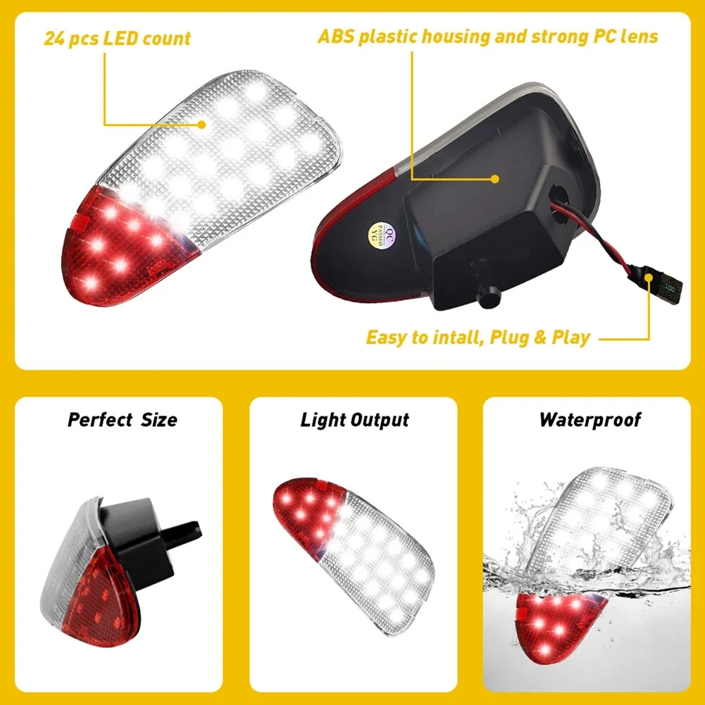 For Ford F150 F250 1997-2003 2X LED Panel Door Interior Courtesy Light Pair Lamp F65Z-13B724-AA, F65Z-13B725-AA