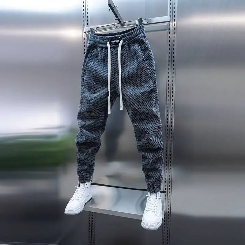 Printemps et automne hommes sarouel zèbre rayé pantalon Sport vêtements Cargo pantalons de survêtement brossé taille ample pantalon polyvalent