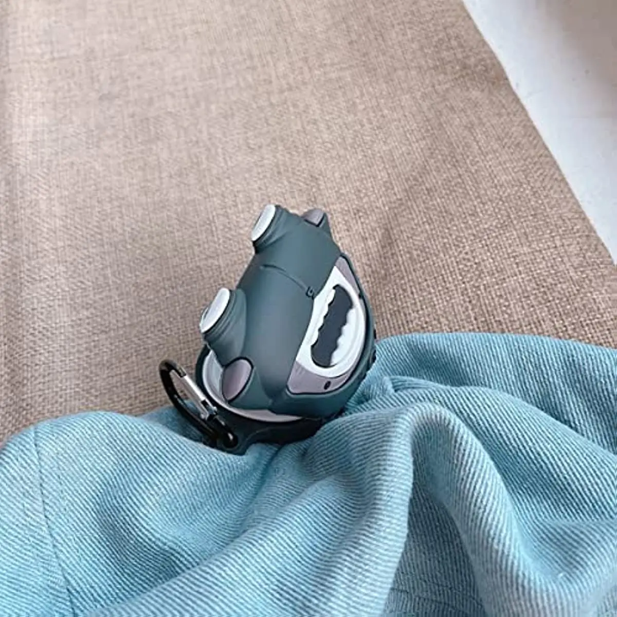 3D Cute Cartoon Hoodies Balck White Shark Silicone Wireless Headset Protector Case for Xiaomi Redmi Buds 4 lite with Hook image 3