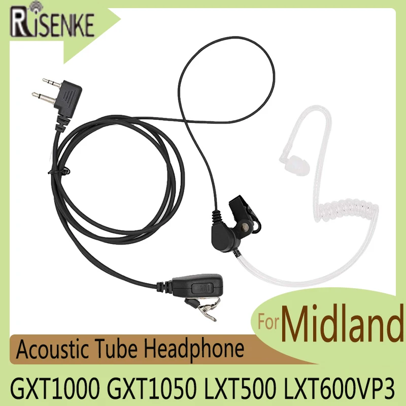 RISENKE-Transparent Acoustic Tube Headphone, Radio Earpiece Headset,Compatible with Midland, GXT1000, GXT1050, LXT500, LXT600VP3