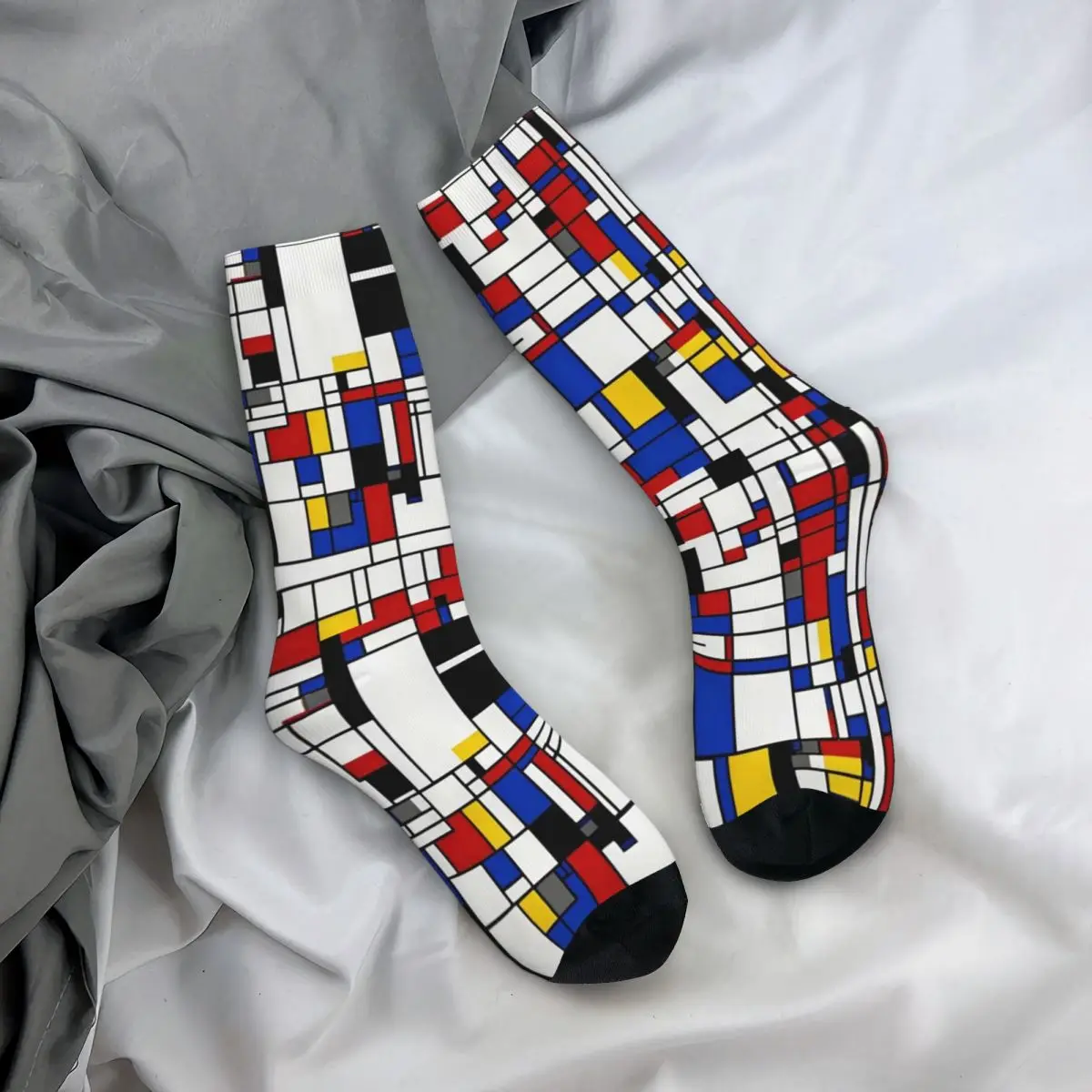 

Всесезонные чулки для экипажа Piet Mondrian, минималистичные носки De Stijl, современное искусство, длинные носки, аксессуары для мужчин и женщин, Рождество