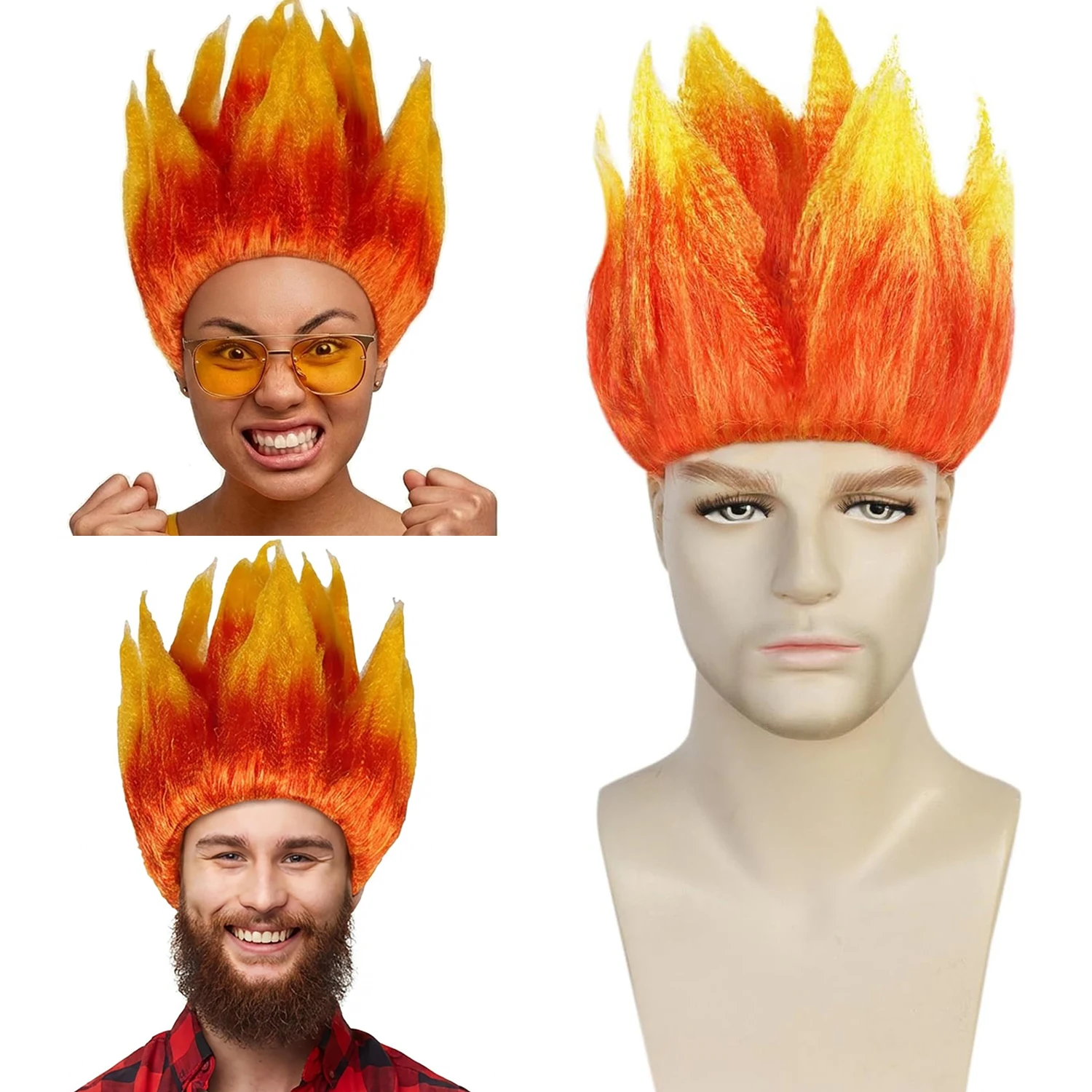 Cosplay Flame Prop - 불꽃 코스튬 가발 스타일리시한 불꽃 가발