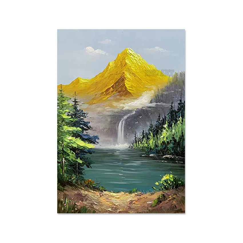 

Настенный декор, большой размер, золотая гора, натуральный пейзаж, роскошная картина маслом, настенные гобелены, картина для украшения отеля