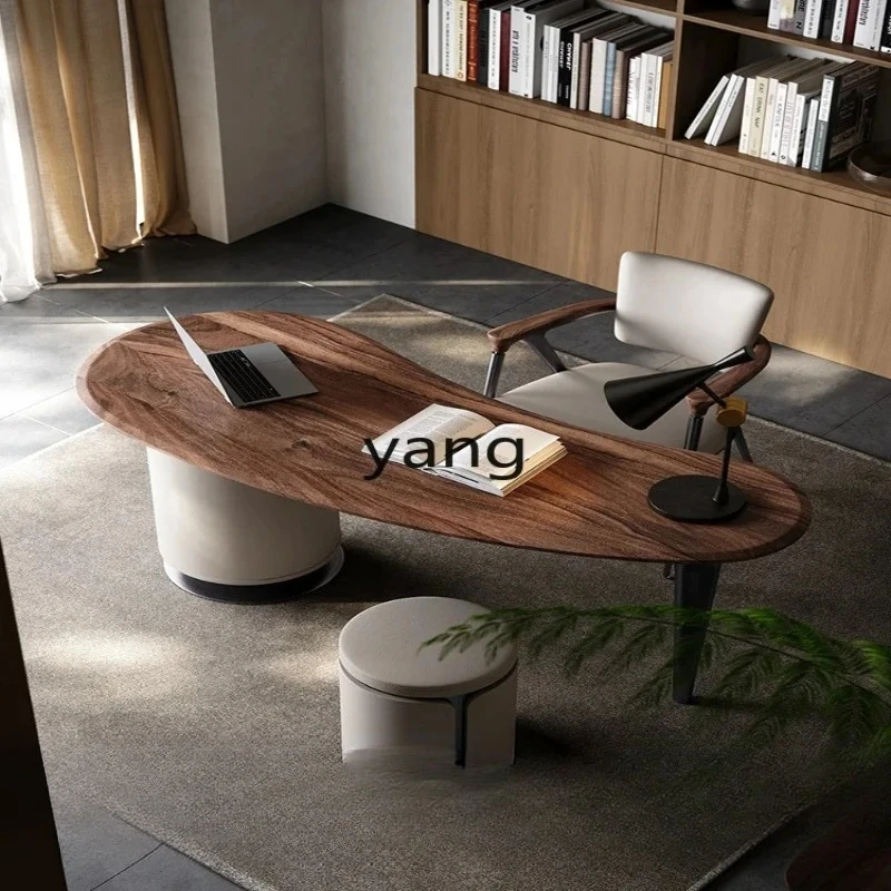 LMM light luxury study whole house matching curved desk walnut solid wood calligraphy table