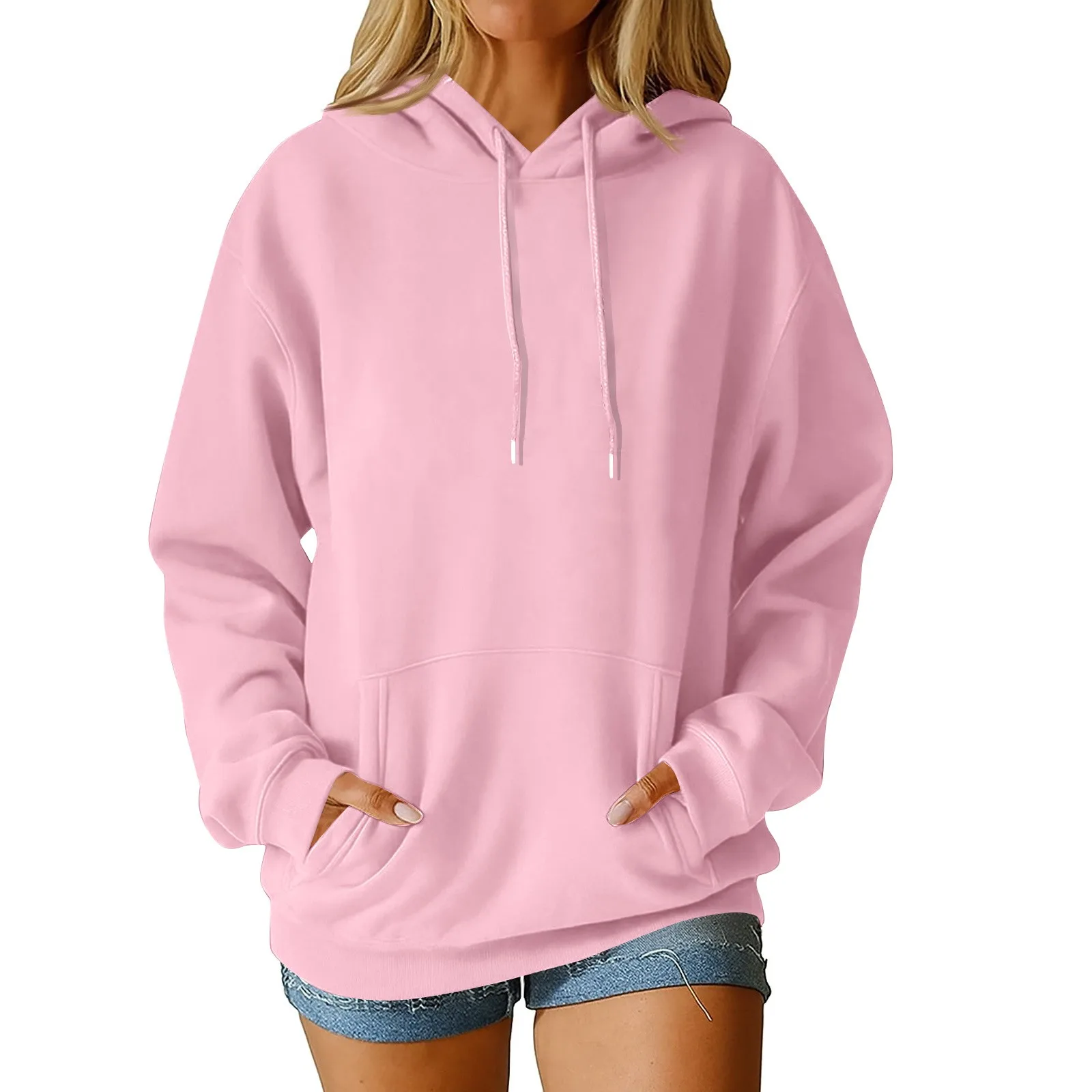 เสื้อผู้หญิงแขนยาว คอ R เสื้อแฟชั่นฤดูใบไม้ร่วง เสื้อลำลอง เสื้อคลุมทำงาน เสื้อฮู้ดผู้หญิง เสื้อผู้หญิง