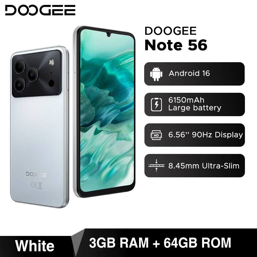 スマートフォン本体 DOOGEE Note 56 64GB 24GB RAM DOOGEE Note 56 Android 16 Smartphone 24GB+64GB 6150mAh 6.56