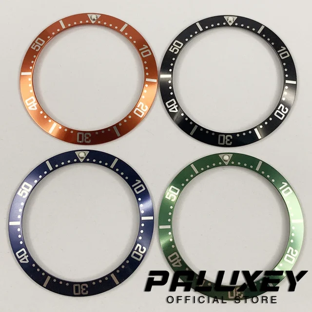 Pierścień aluminiowy 38mmx30.6mm pomarańczowy niebieski zielony czarny do wstawki bezela zegarka męskiego, akcesorium zamienne do kopert zegarków.