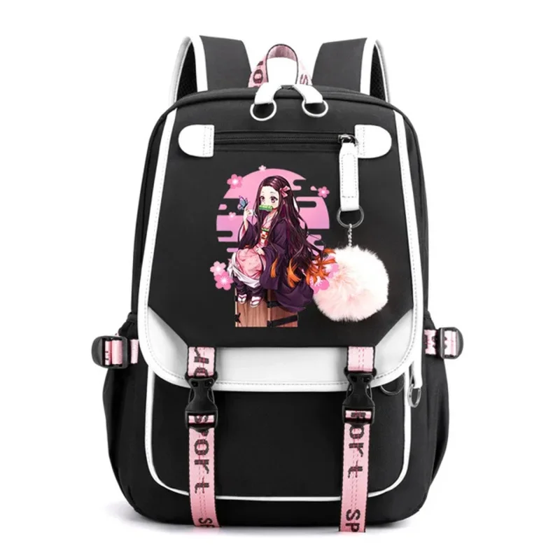 Nowość Anime Kamado Nezuko plecak dziewczęcy Bookbag Demon Slayer codzienny tornister plecak o dużej pojemności plecak podróżny dla nastolatków