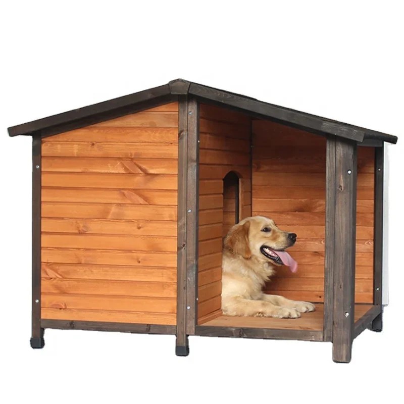 Large Outdoor Wooden Shelter for Dogs Cats Pets Insulated and Water-Resistant Sustainable Material for Backyard Use