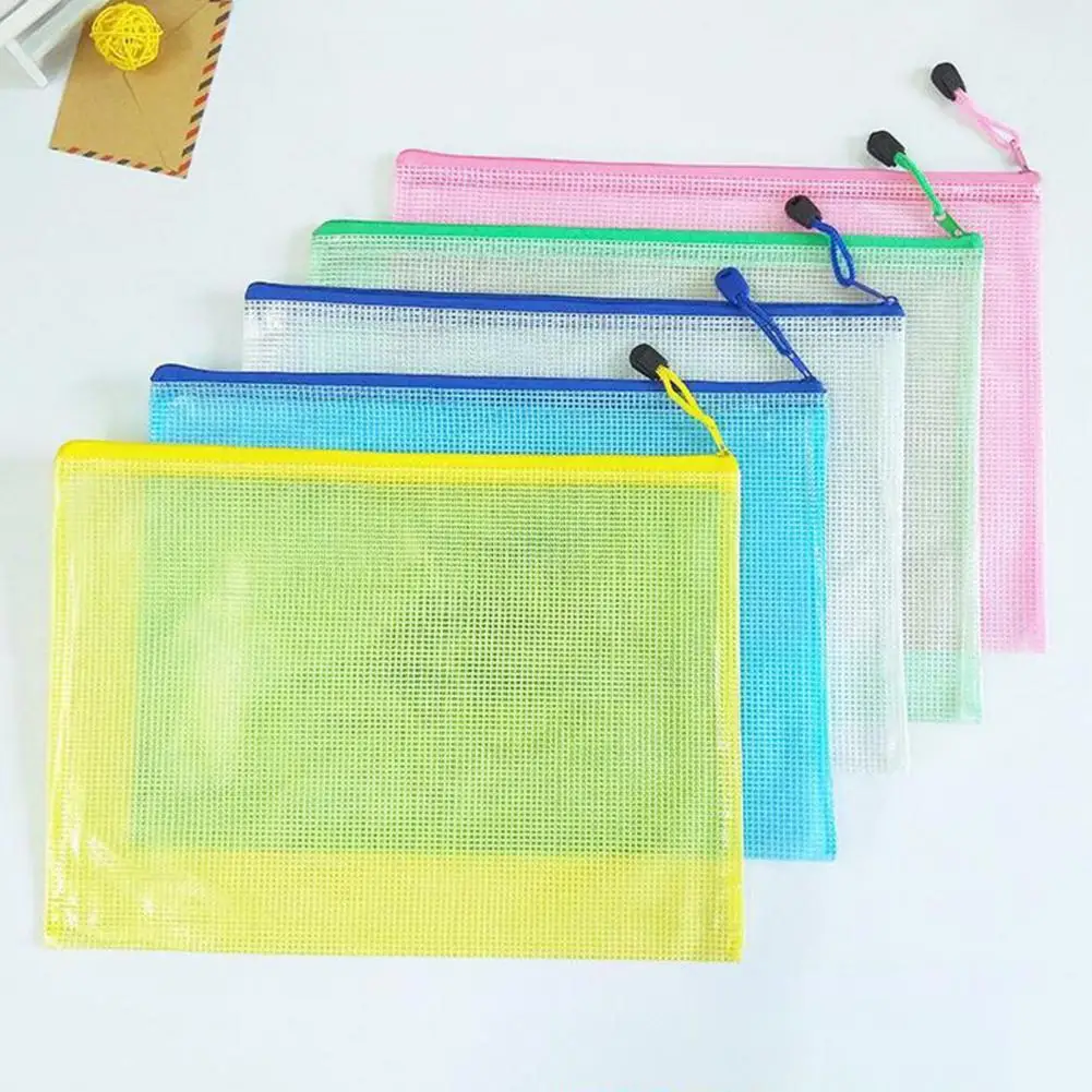 2Pcs Transparent Waterproof File Bags A4 A5 File Holder Mesh Pockets Plastic Storage Bags With Handle Rope Puzzle Storage 폴더 관리자