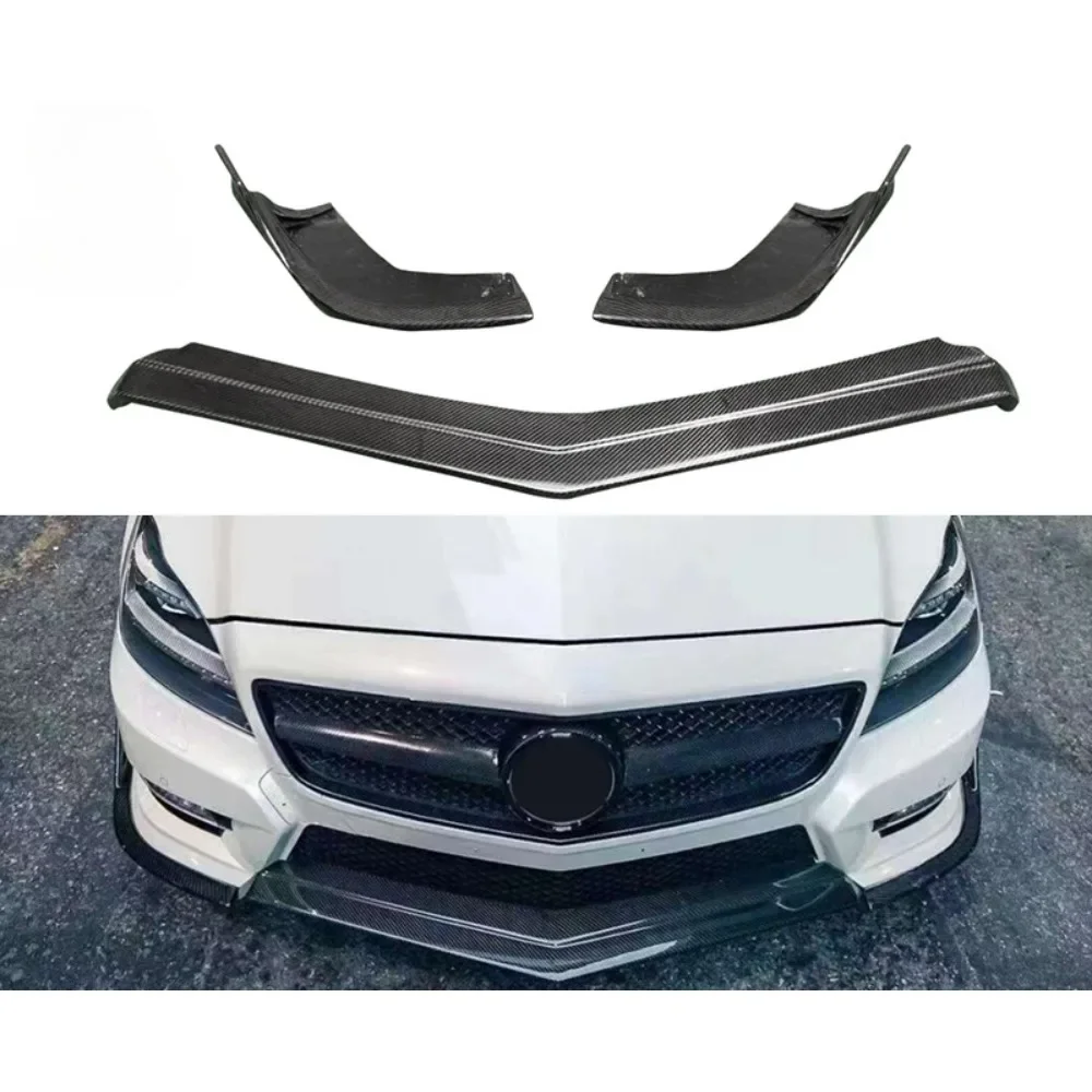 

New! R Style Carbon Fiber Front Front Bumper Lip Three Section Front Shovel Chin Bumper Trim For Mercedes Benz CLS W218 2012-201